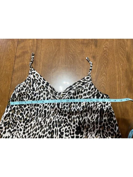 ASOS Leopard Print Satin Tank Shorts Pajama Set Leopard Cheetah Animal Print 6 - Picture 5 of 9